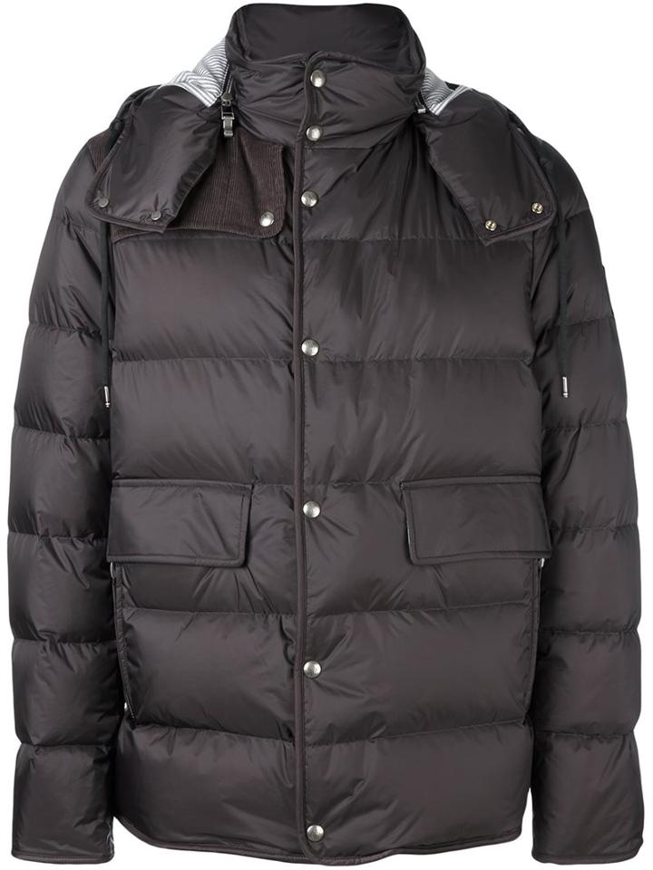 Moncler Gamme Bleu Hooded Padded Jacket, Men's, Size: 3, Grey, Polyamide/cotton/cupro/feather Down