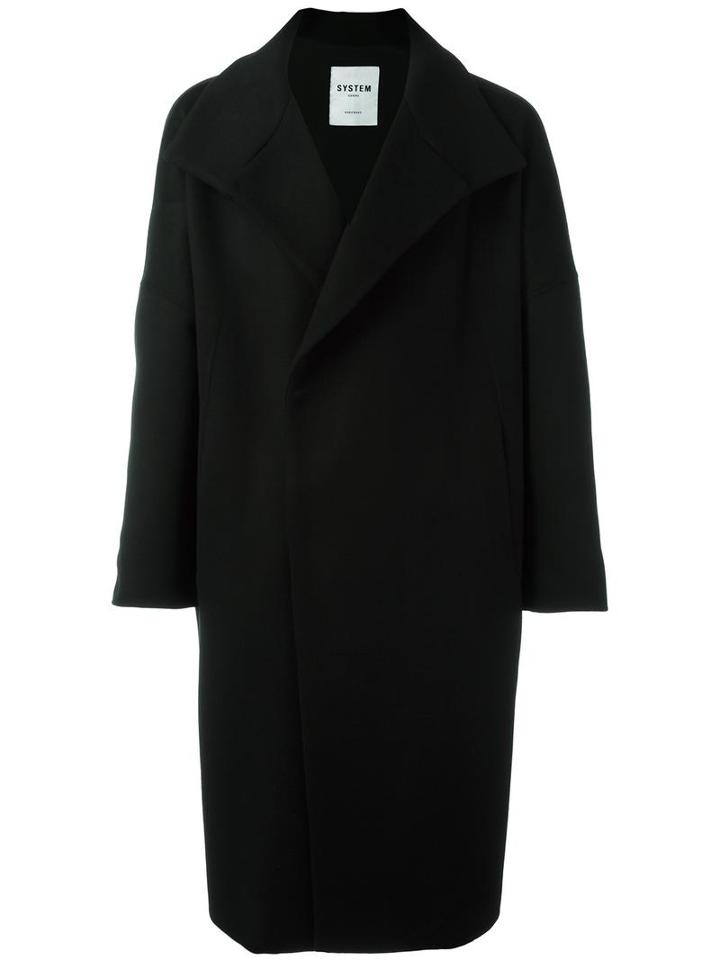 System Homme Single Breasted Coat, Men's, Size: Medium, Black, Cashmere/wool