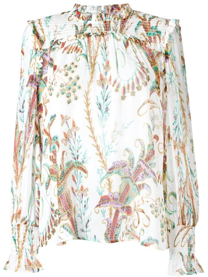 Philosophy Di Lorenzo Serafini Sheer Floral Print Blouse, Women's, Size: 44, White, Silk