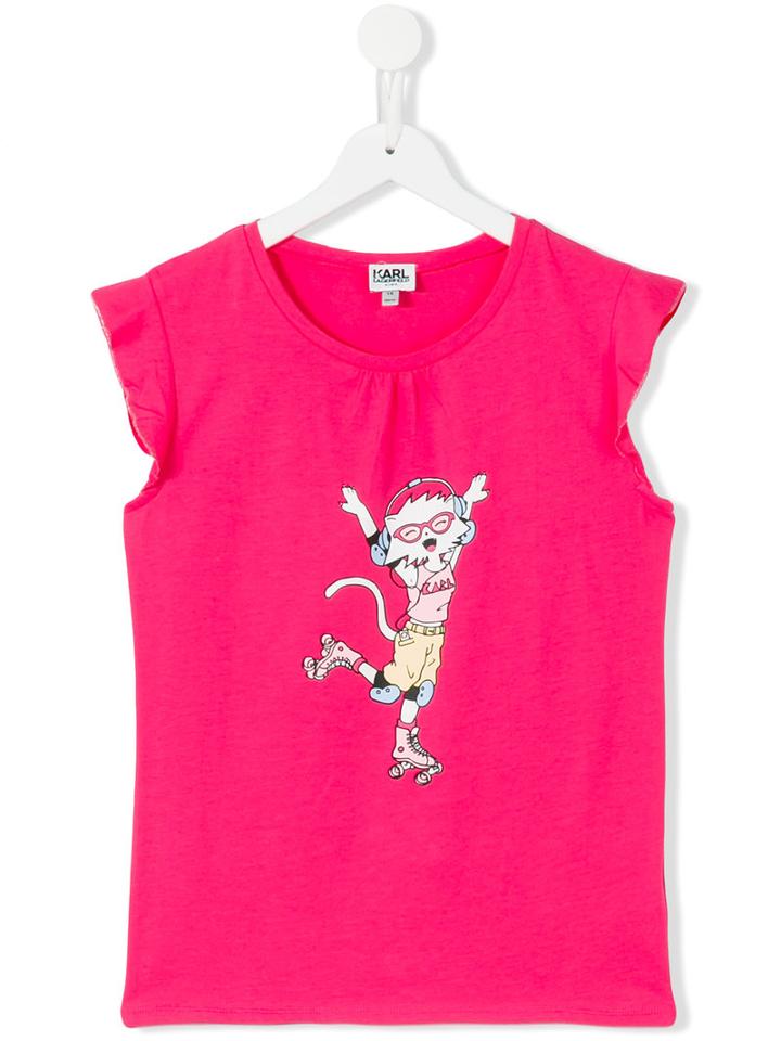 Karl Lagerfeld Kids Printed T-shirt, Girl's, Size: 16 Yrs, Pink/purple