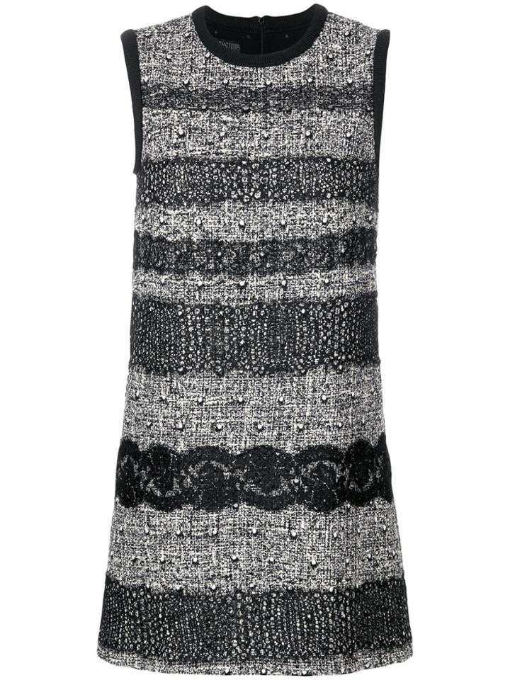 Giambattista Valli Tweed And Lace Panelled Dress - Black