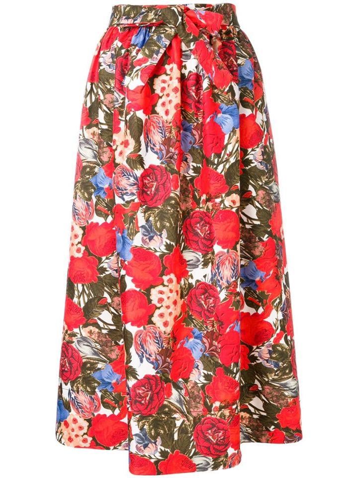 Marni Floral Print A-line Skirt - Red