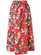 Marni Floral Print A-line Skirt - Red