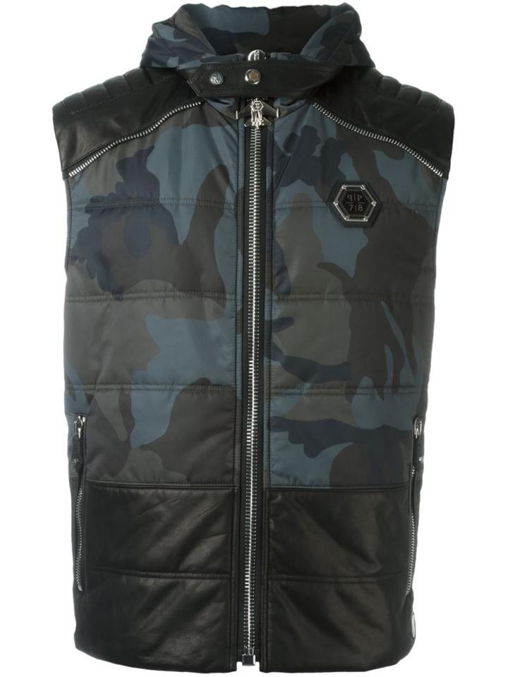 Philipp Plein Camouflage Panelled Padded Gilet