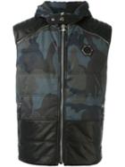 Philipp Plein Camouflage Panelled Padded Gilet