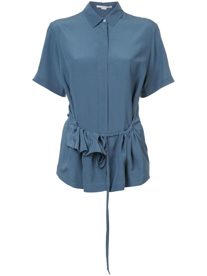 Stella Mccartney Short Sleeved Ruffle Trim Shirt - Blue