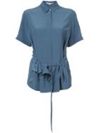 Stella Mccartney Short Sleeved Ruffle Trim Shirt - Blue