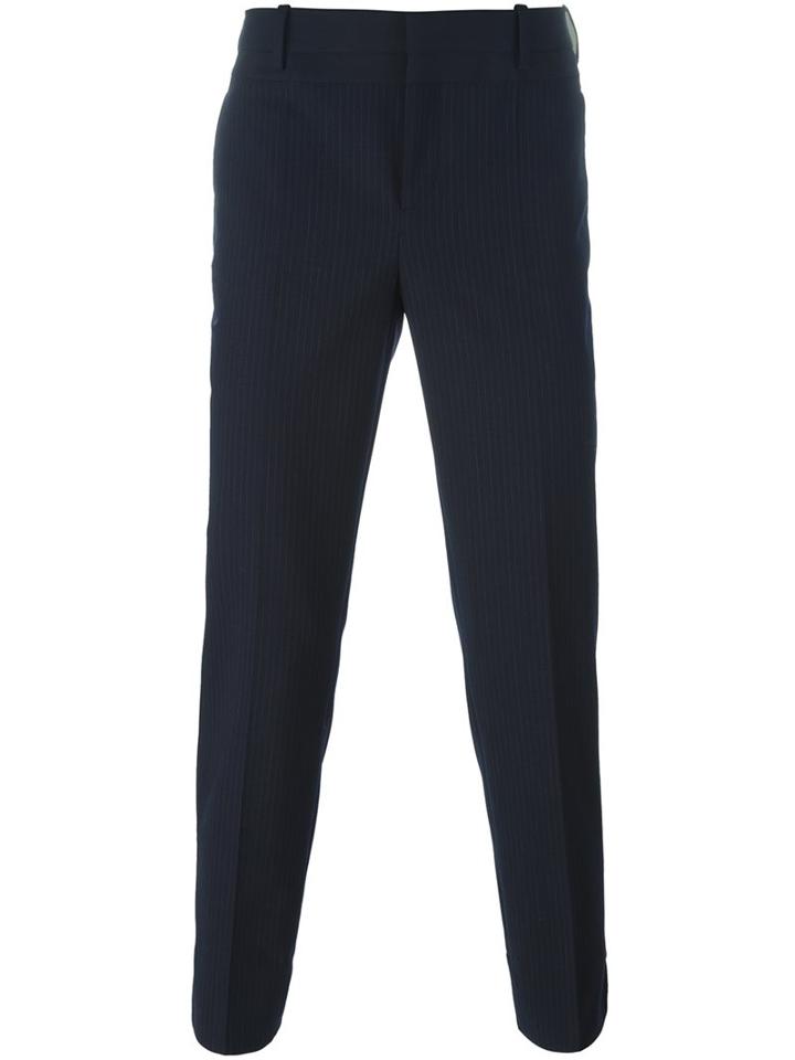 Neil Barrett Pinstriped Tailored Trousers, Men's, Size: 50, Blue, Cotton/polyester/virgin Wool