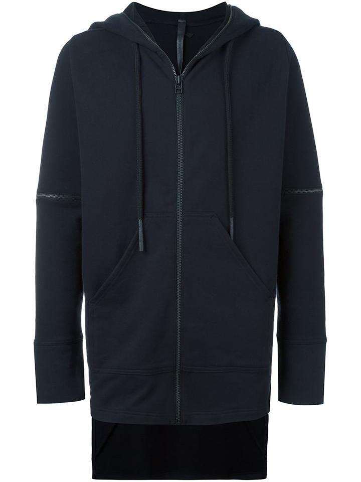 Barbara I Gongini Cut Detailing Zipped Hoodie, Men's, Size: 46, Black, Cotton