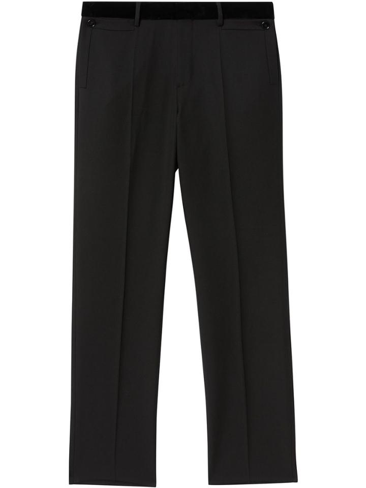 Burberry Velvet Trim Tailored Trousers - Black