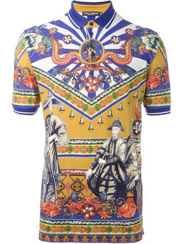 Dolce & Gabbana Carretto Siciliano Print Polo Shirt