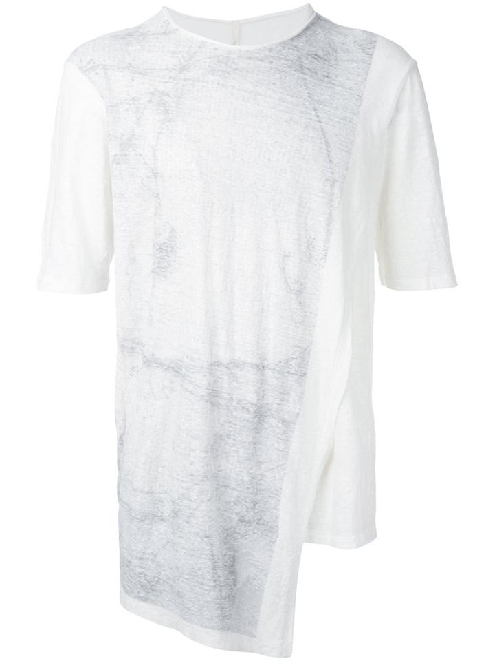 Forme D'expression Asymmetric Hem T-shirt, Men's, Size: Large, White, Linen/flax