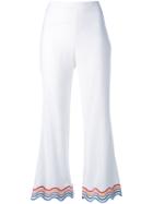 Sara Battaglia Rainbow Trim Cropped Trousers, Women's, Size: 46, White, Viscose/spandex/elastane