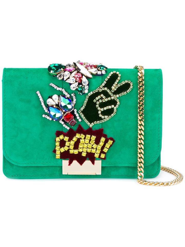 Gedebe 'cliky' Shoulder Bag, Women's, Green, Calf Suede/glass/metal (other)
