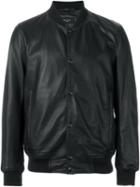 Paul Smith Jeans Leather Bomber Jacket, Men's, Size: L, Black, Viscose/lamb Skin