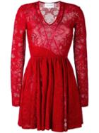 Zuhair Murad Lace Flared Dress, Women's, Size: 38, Red, Viscose/spandex/elastane