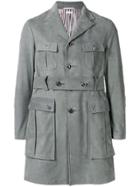 Thom Browne Norfolk High-break Nubuck Overcoat - Grey