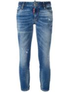 Dsquared2 Twiggy Cropped Jeans, Women's, Size: 40, Blue, Cotton/spandex/elastane/calf Leather