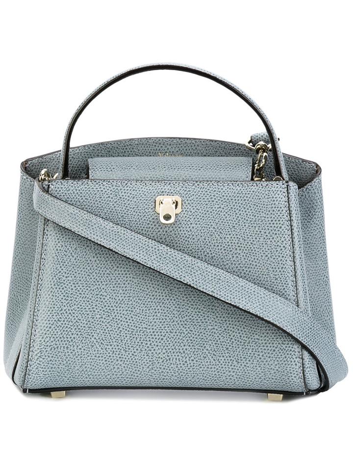 Valextra - Removable Strap Mini Tote - Women - Calf Leather - One Size, Blue, Calf Leather