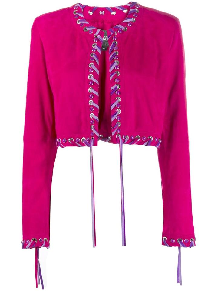 Just Cavalli Woven Hem Fitted Jacket - Pink