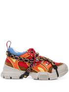 Gucci Flashtrek Sneakers With Crystals - Red