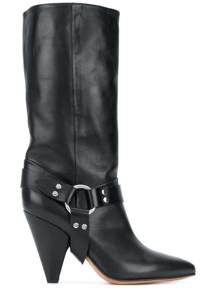 Buttero Rose Cone Heel Stirrup Boots - Black