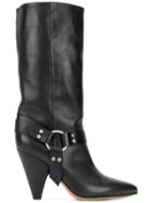 Buttero Rose Cone Heel Stirrup Boots - Black