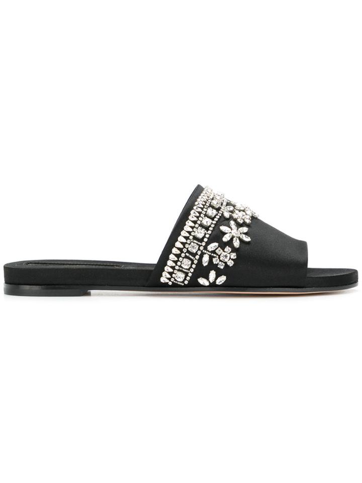 Rochas Embellished Slip-on Mules - Black