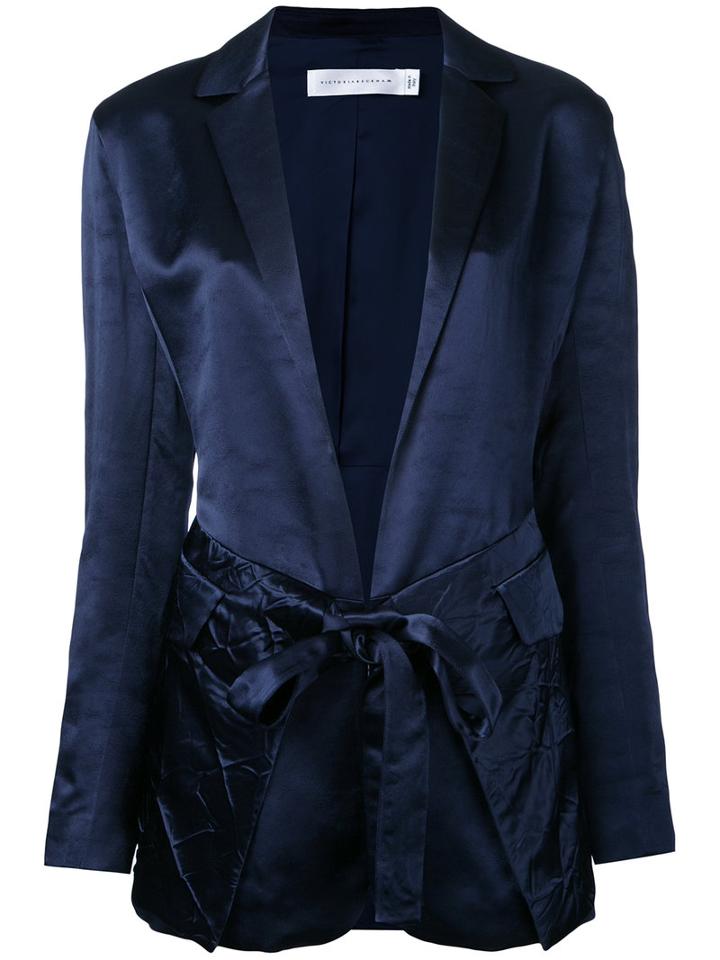 Victoria Beckham - Peplum Jacket - Women - Viscose - 10, Blue, Viscose