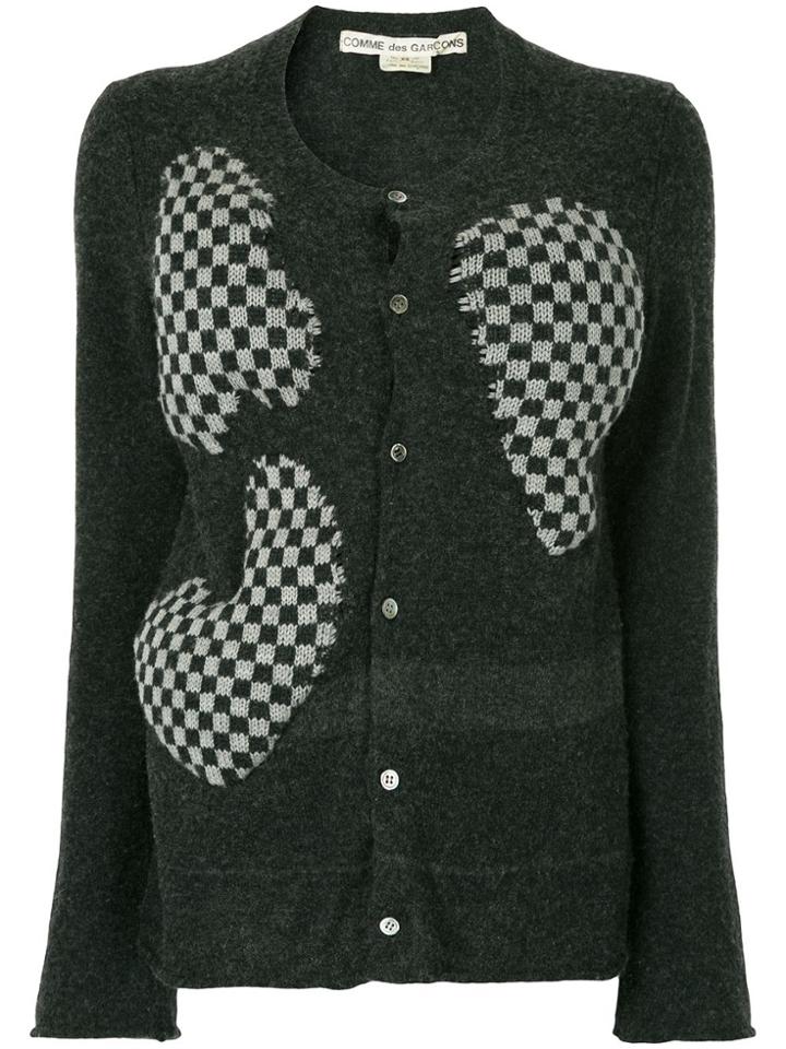 Comme Des Garçons Vintage Check Contrast Fitted Cardigan - Grey