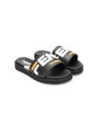 Fendi Kids Teen Logo Slides - Black
