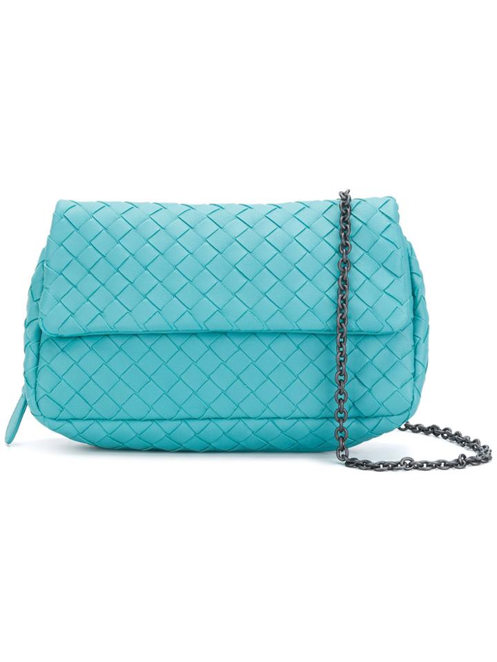 Bottega Veneta Aqua Intrecciato Nappa Messenger Bag - Blue