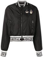 Dolce & Gabbana Designer Patch Bomber Jacket - Black