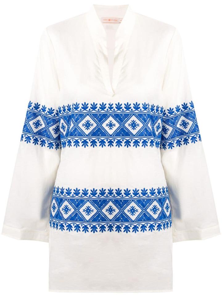 Tory Burch Embroidered Beach Tunic Top - White