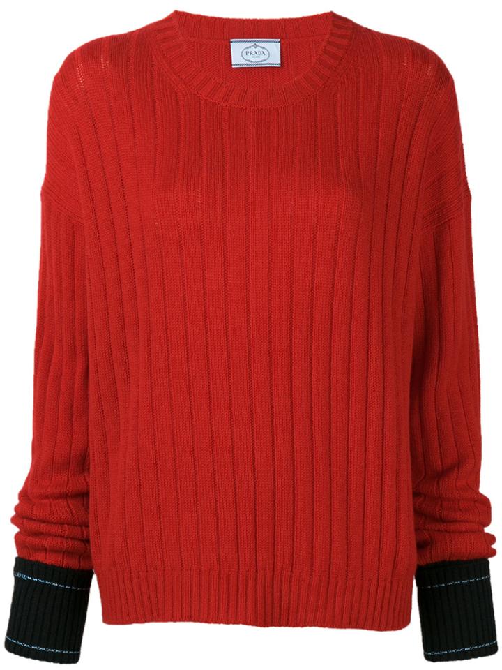 Prada Long-sleeve Fitted Sweater - Red