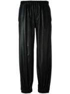 Mm6 Maison Margiela Faux Leather Track Pants, Women's, Size: 38, Black, Polyester/polyurethane/viscose