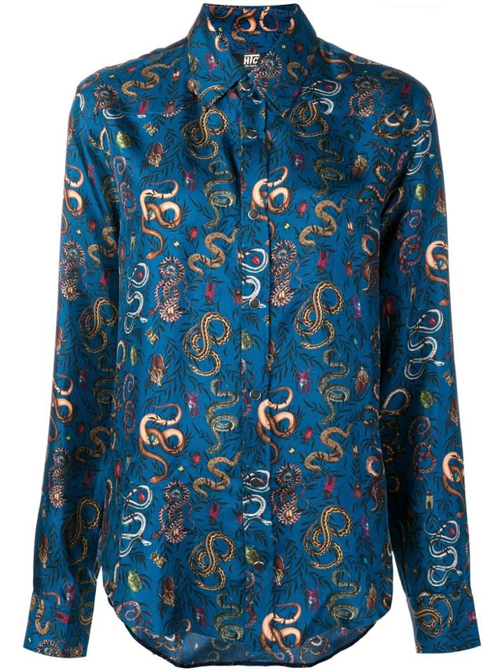 Htc Los Angeles Snake-print Shirt - Blue