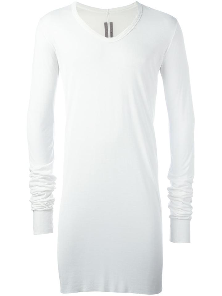 Rick Owens Long Length T-shirt, Men's, Size: Large, White, Silk/viscose
