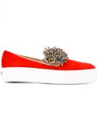 Elie Saab Beads Trim Slippers - Red