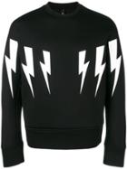 Neil Barrett Oversized Thunder Print Sweatshirt - Black