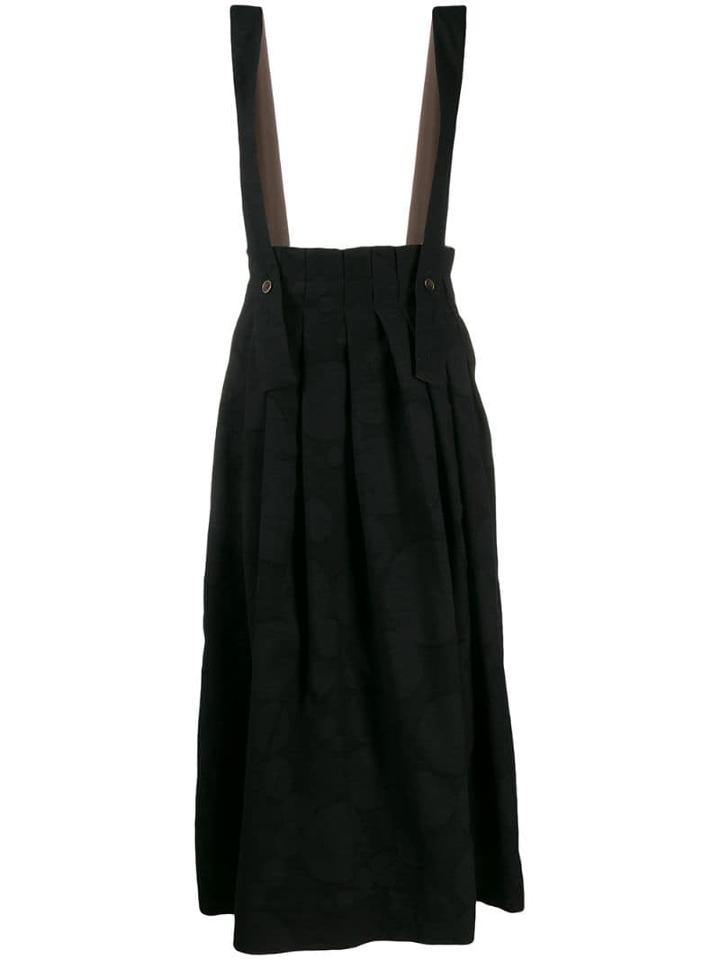 Uma Wang Dungaree Style Pleated Skirt - Black