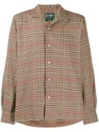 Gitman Vintage Houndstooth Plaid Camp Shirt - Brown
