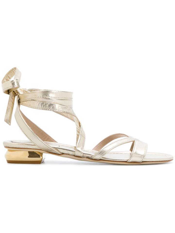Anna F. Tie Around Sandals - Metallic