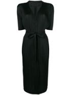 Pleats Please By Issey Miyake Pleated Belted Coat - Black