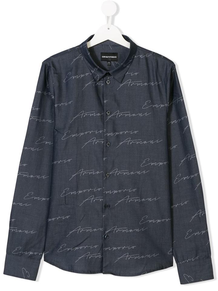 Emporio Armani Kids Teen Logo Shirt - Blue