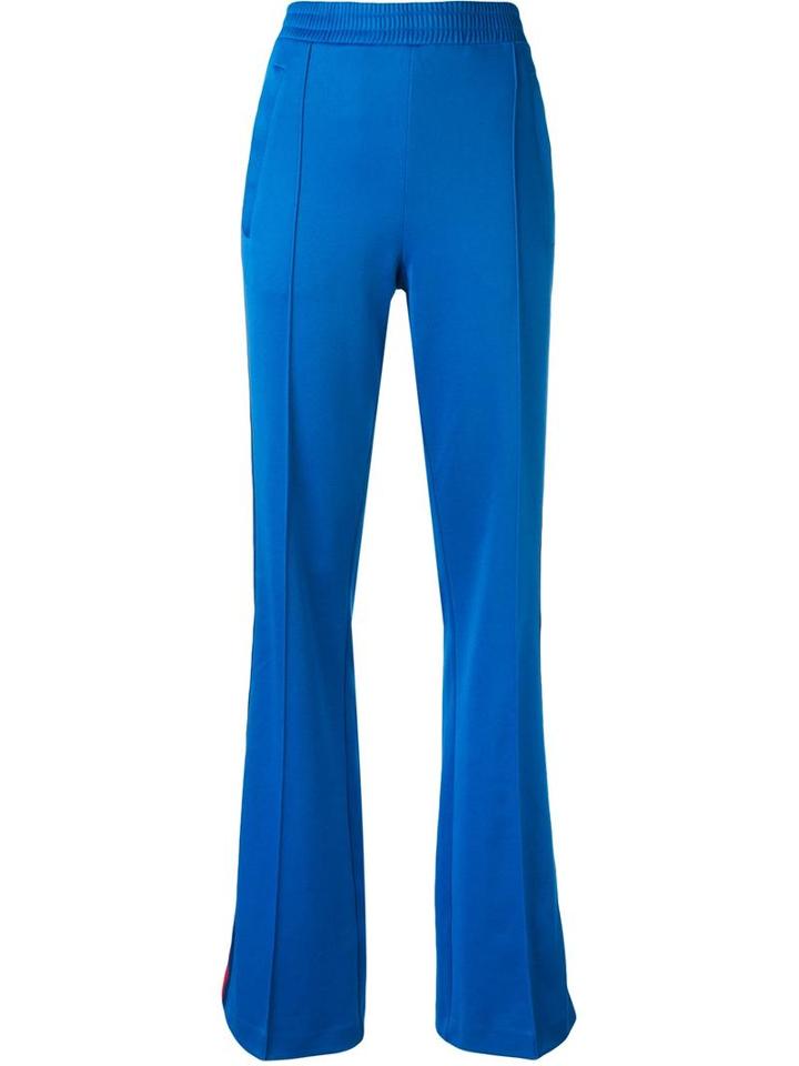 Gucci Web Trim Flared Trousers, Size: Medium, Blue, Polyester/cotton