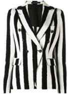 Tagliatore - Striped Blazer - Women - Cotton/cupro - 46, Black, Cotton/cupro