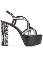 Jean-michel Cazabat Platform Python Effect Strap Sandals - Black
