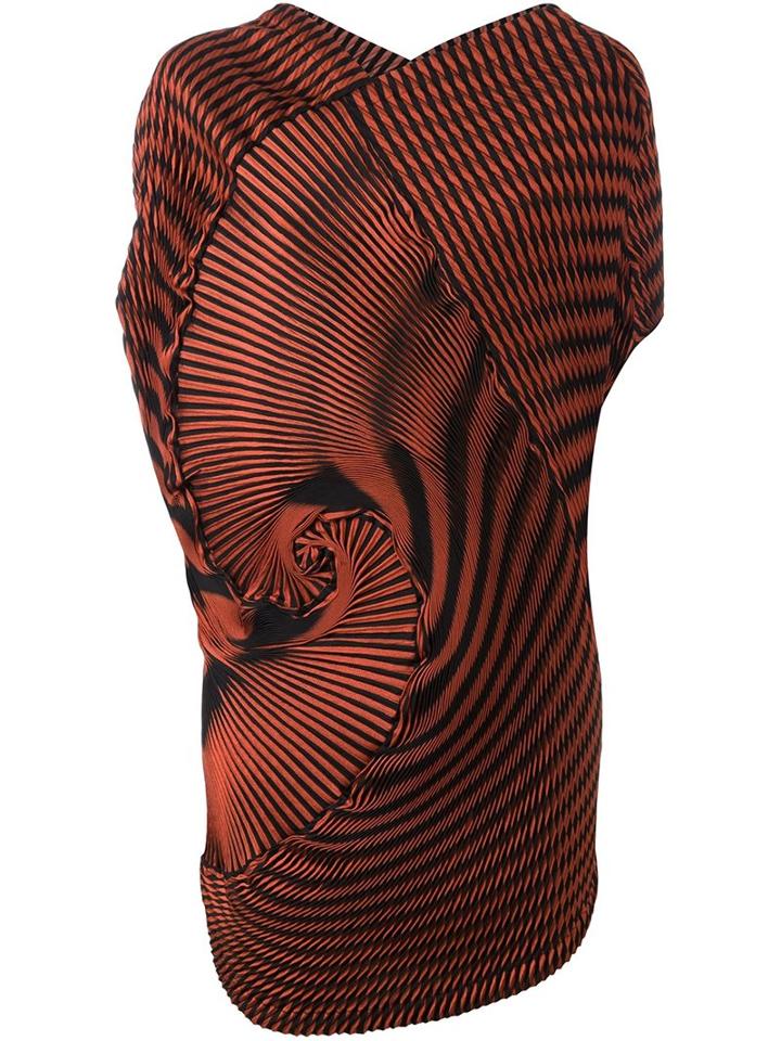 Issey Miyake Pleated Spiral Tank, Women's, Size: 2, Yellow/orange, Triacetate/polyester/polyurethane