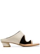 Reike Nen Ivory 30 Cutout Toe Ring Leather Mules - Neutrals